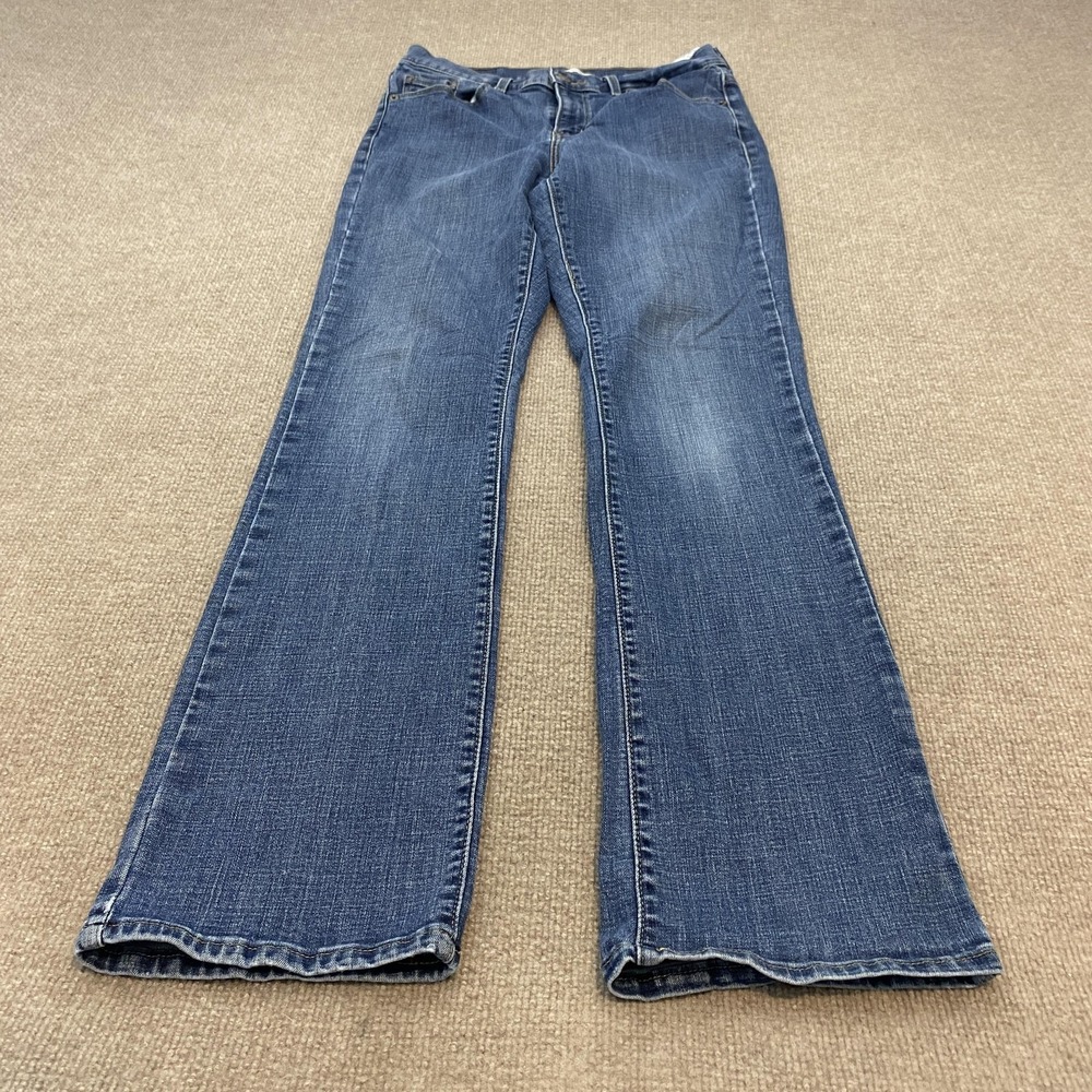 Levis Classic Bootcut Jeans Womens 8 Blue Med Wash Mid Rise Embroidered Stretch